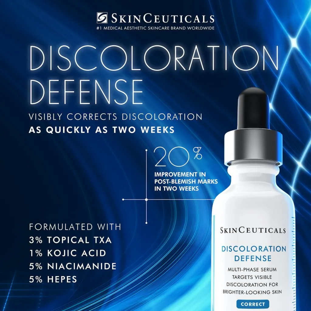 SkinCeuticals Discoloration Defense for hyperpigmentation on face 